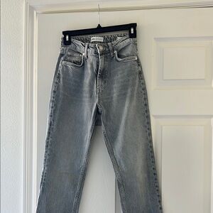 Zara Gray Straight Leg Jeans High Waisted